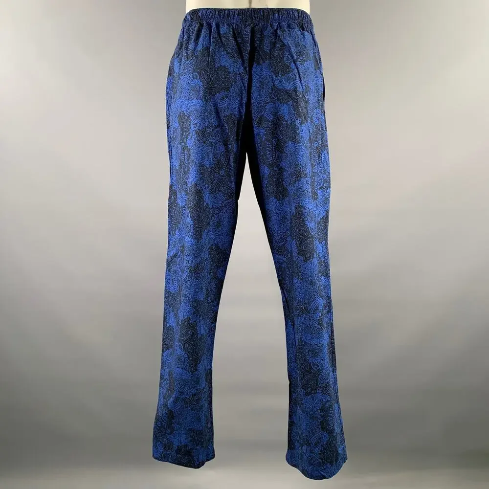 ROBERT GRAHAM Size XL Blue Black Floral Cotton Camp Pajama Set